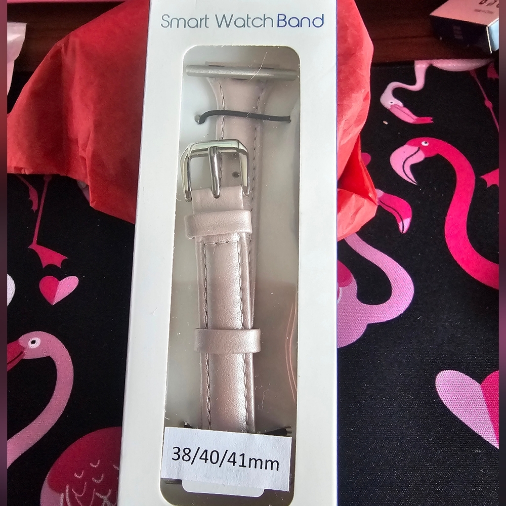 Pink Leather Slim Band Replacement for Apple Products -38/40/41mm- NIB